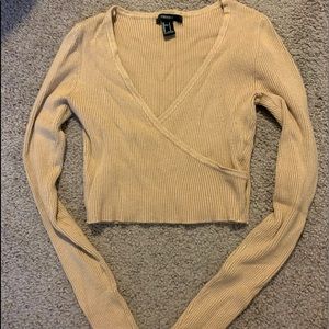 Nude Faux Wrap Crop Top